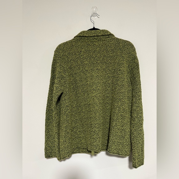 Willow Green/Black Chunky Knit Cardigan Size Medium Y2K Artsy Fairy Boho - Picture 2 of 7